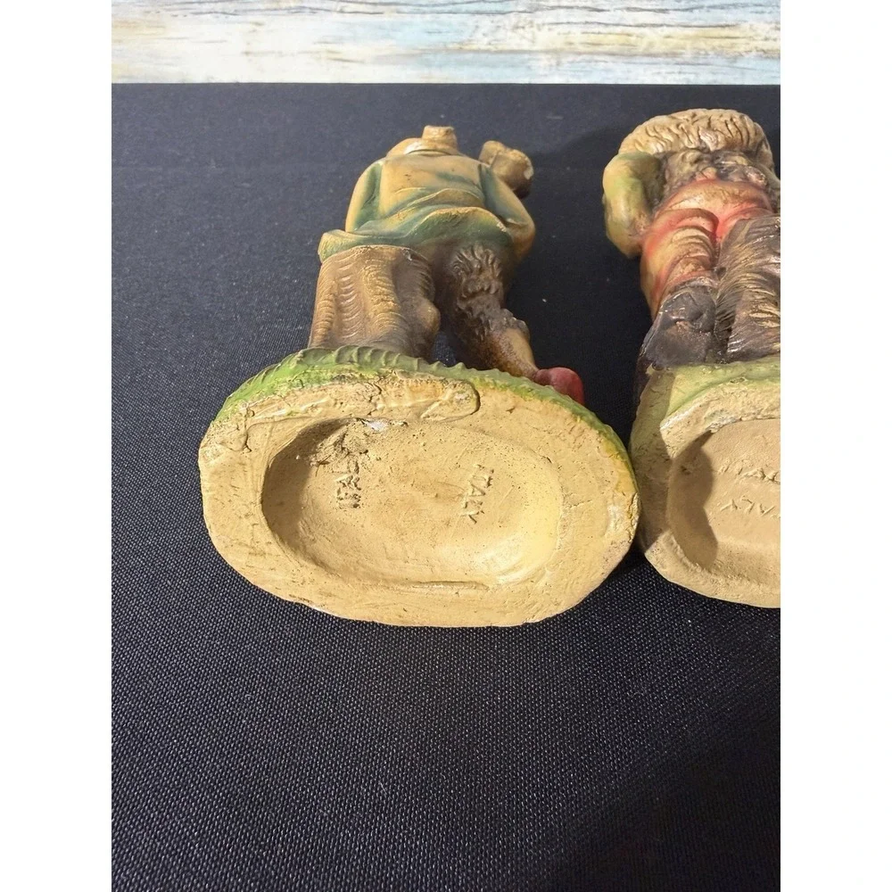 2 Vintage Italy Nativity Shepherd Boy Lamb - Josiah Bagpiper Set 5.5